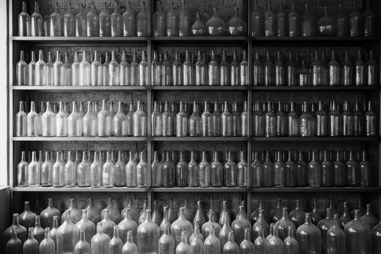 Can you zoom in a bit so we only have the shelving, and not the bottles on the floor